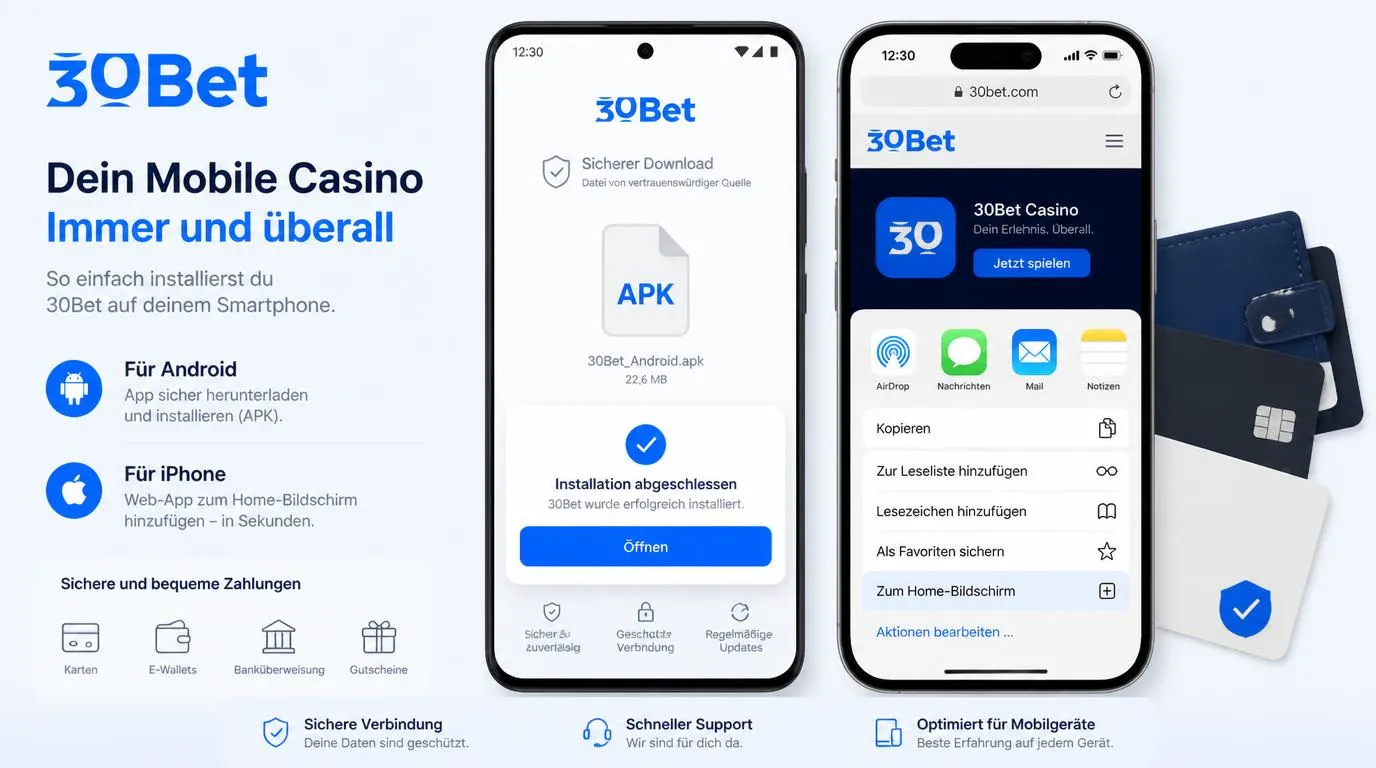 Smartphone mit Casino-Web-App-Symbol, Android-Download und iPhone-Home-Bildschirm
